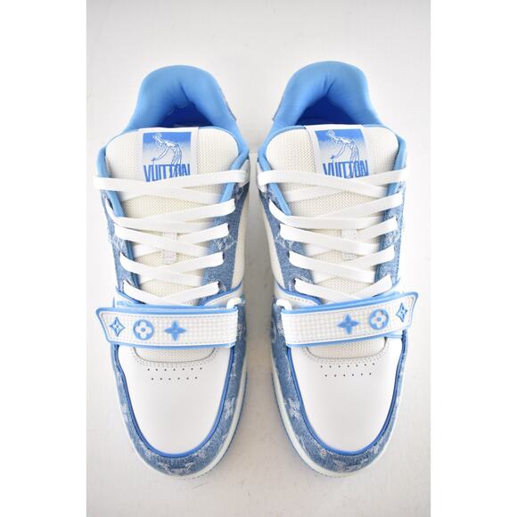 Louis Vuitton Denim Blue Monogram White LV Low Top Trainer Sneaker UK 9 US 10 11 - Picture 13 of 16